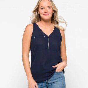 Lighton Zip Detail Mixed Material Blouse | L